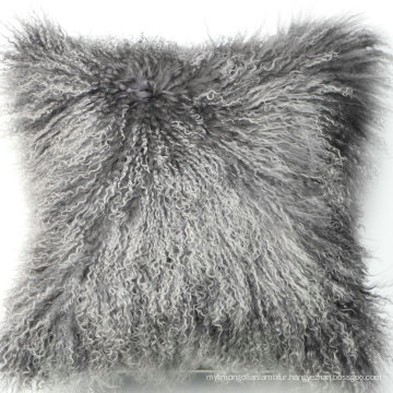 2017 Wholesale Soft Tibetan Mongolian Lamb Fur Wool Cushion Cover